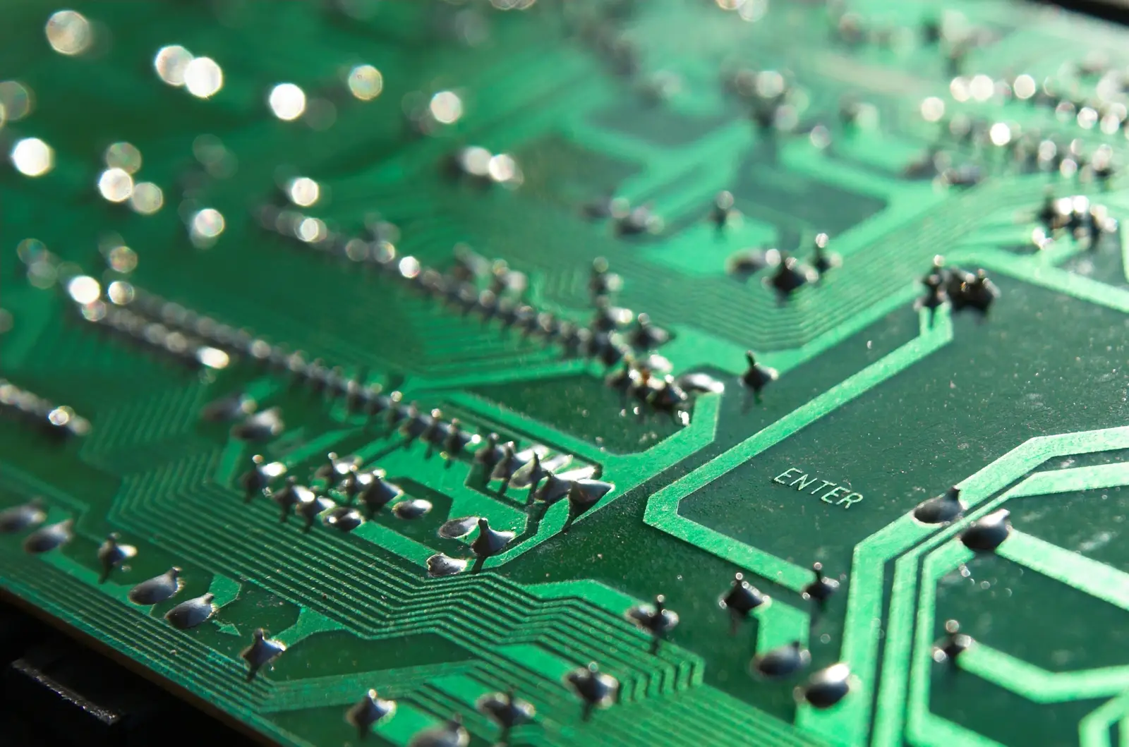 Close-up of a populated circuit board